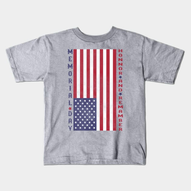 memorial day honor and remember vintage american flag Kids T-Shirt by Attia17